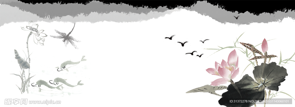 手绘古风插画背景图片 