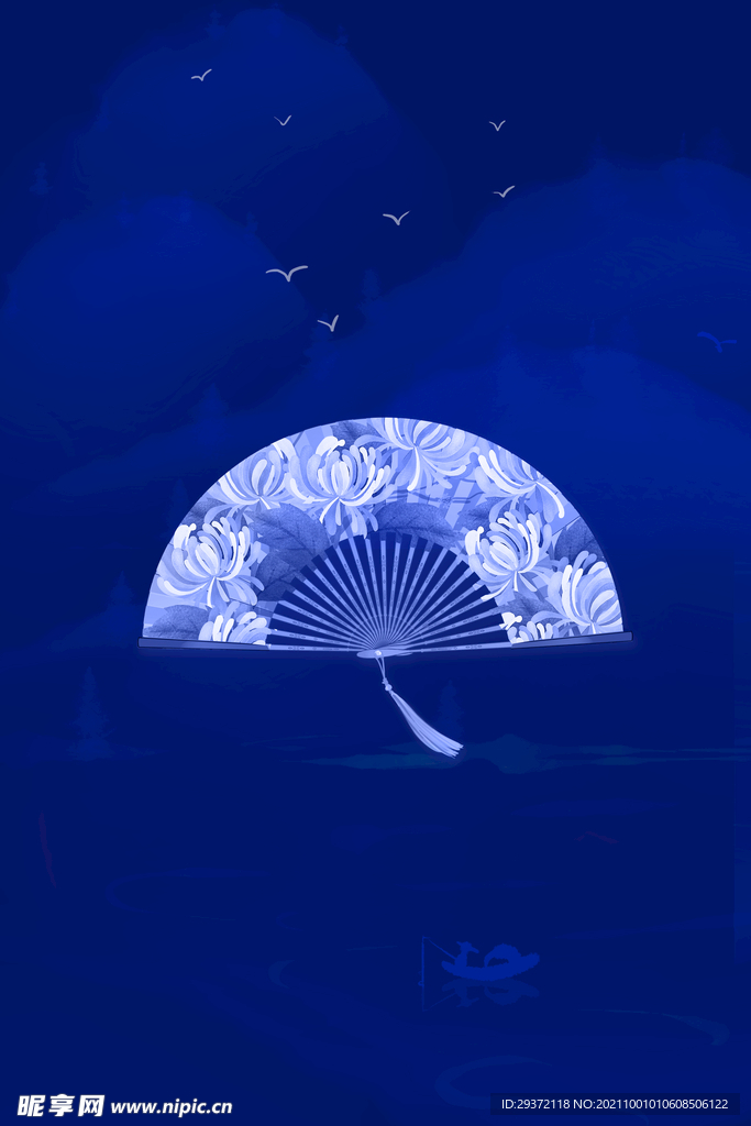 手绘国潮风背景中式海报