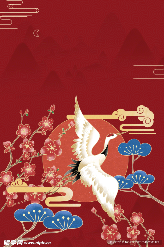 手绘国潮风背景中式海报