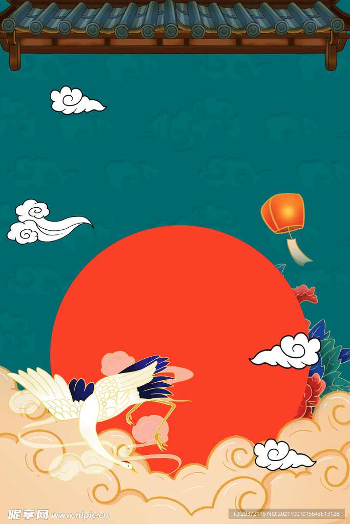 手绘国潮风背景中式海报