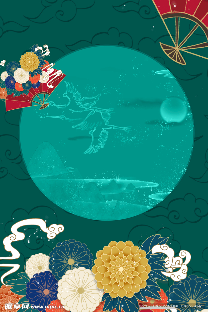 手绘国潮风背景中式海报
