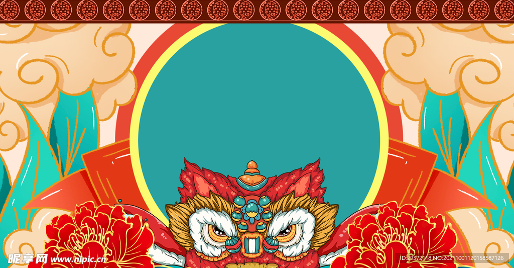 手绘国潮风展板背景 