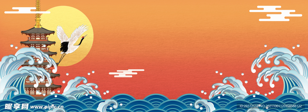 手绘国潮风展板背景