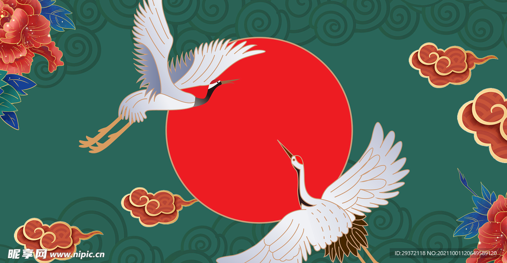 手绘国潮风展板背景