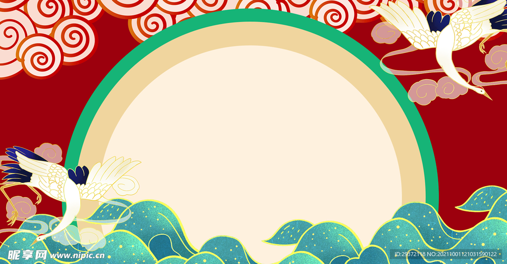 手绘国潮风展板背景