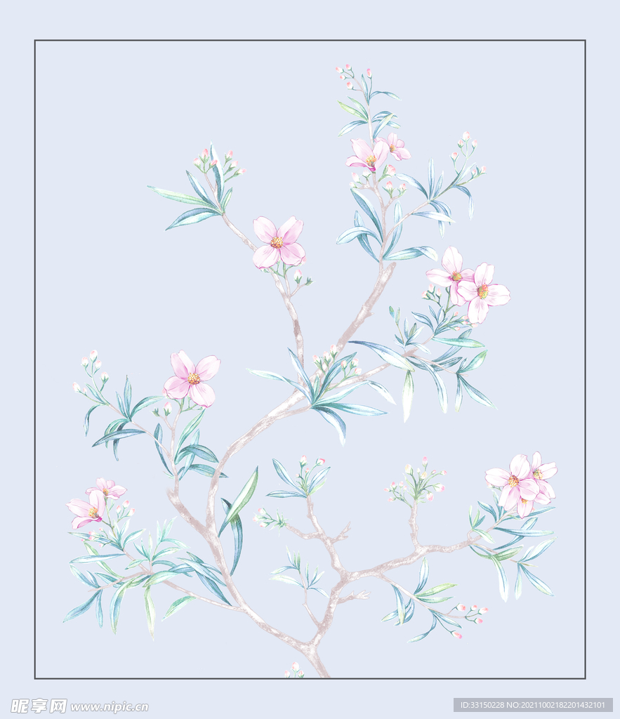 数码印花水彩花抽象花卉水彩花