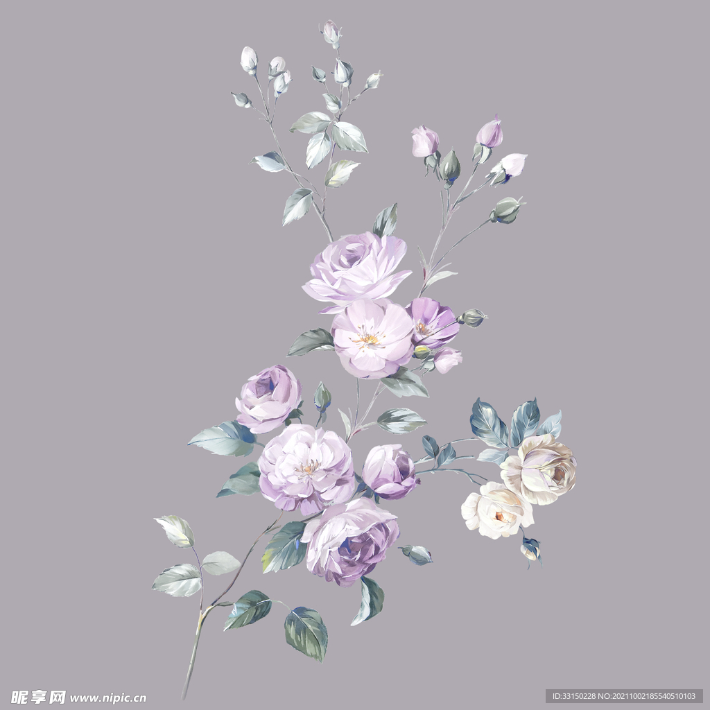 数码印花水彩花抽象花卉水彩花