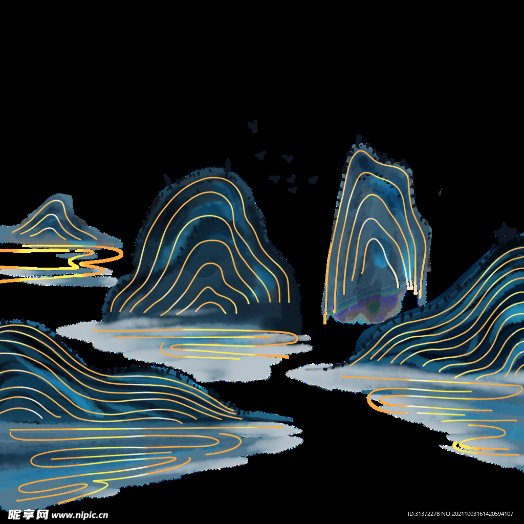 手绘古风插画背景图片 