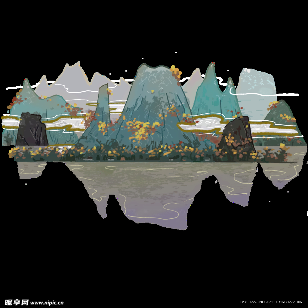 手绘古风插画背景图片 