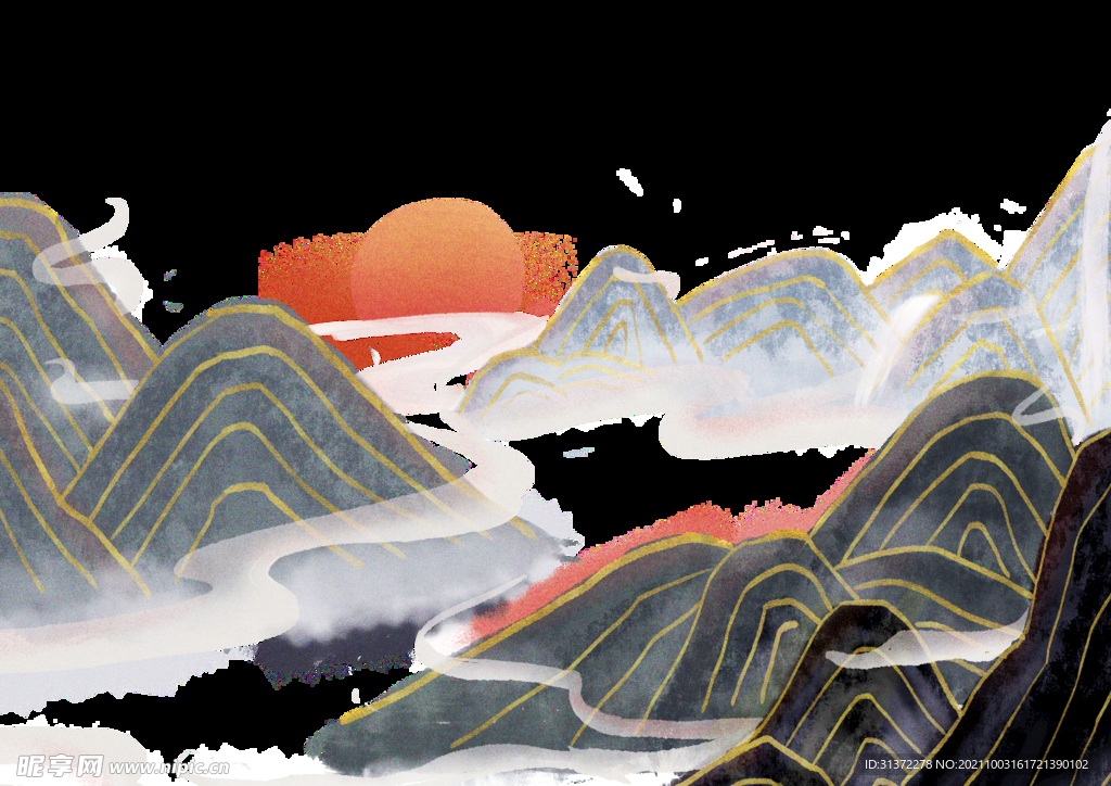 手绘古风插画背景图片 