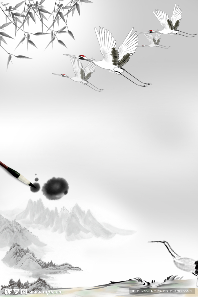 手绘古风插画背景图片 