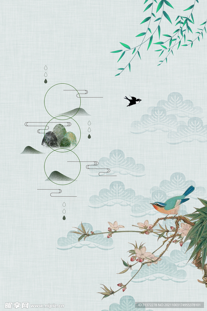 手绘古风插画背景图片 