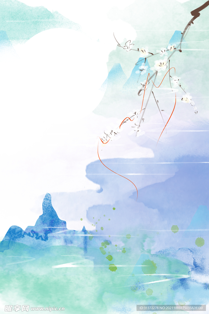 手绘古风插画背景图片 