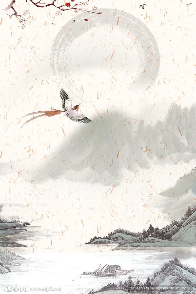    手绘古风插画背景图片 