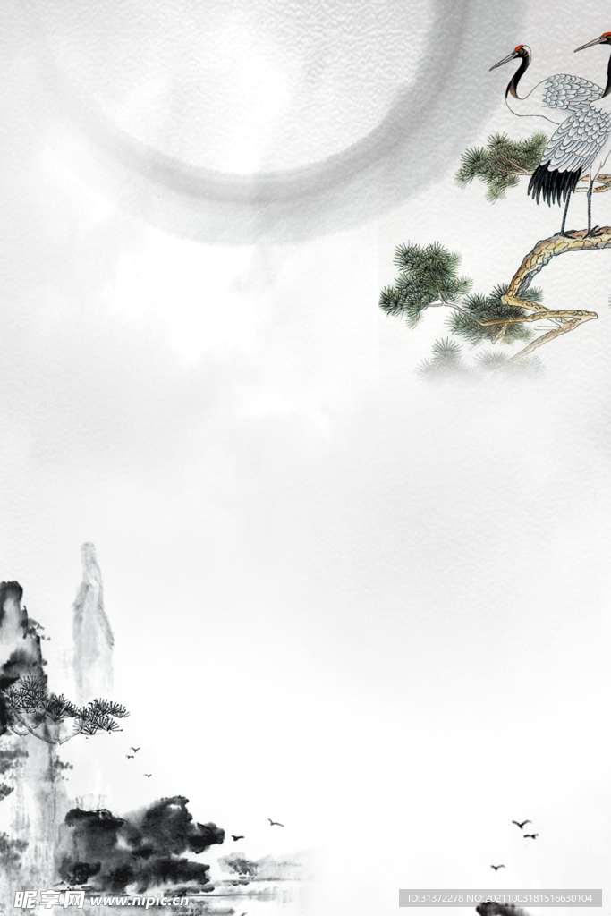    手绘古风插画背景图片 