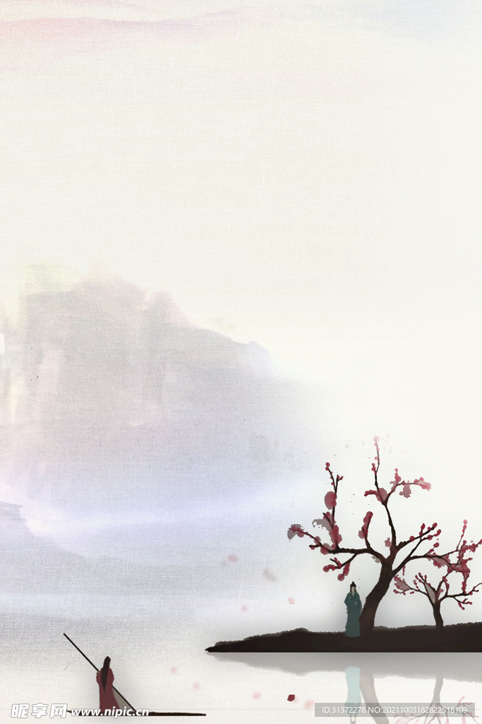    手绘古风插画背景图片 