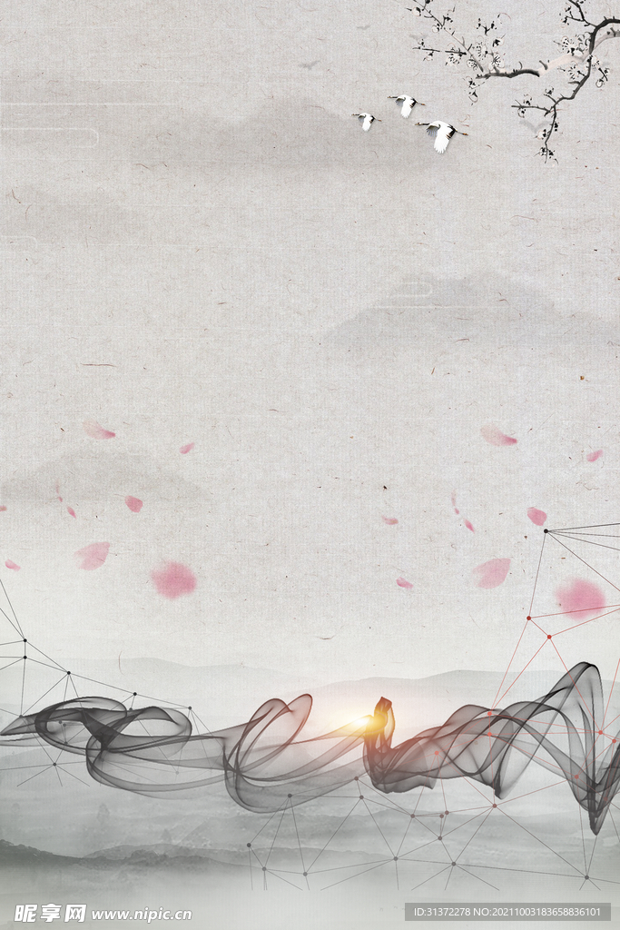     手绘古风插画背景图片