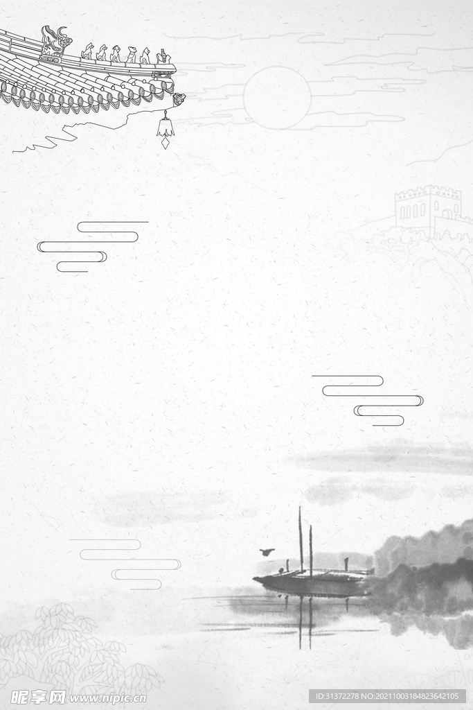    手绘古风插画背景图片 