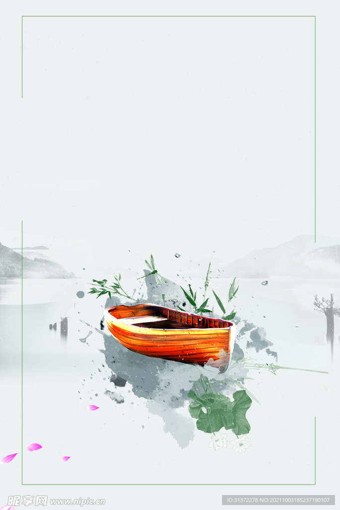   手绘古风插画背景图片 