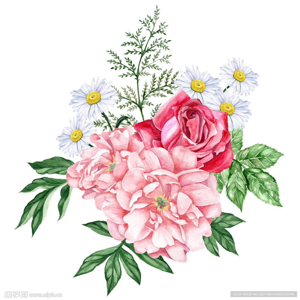 数码印花水彩花抽象花卉水彩花