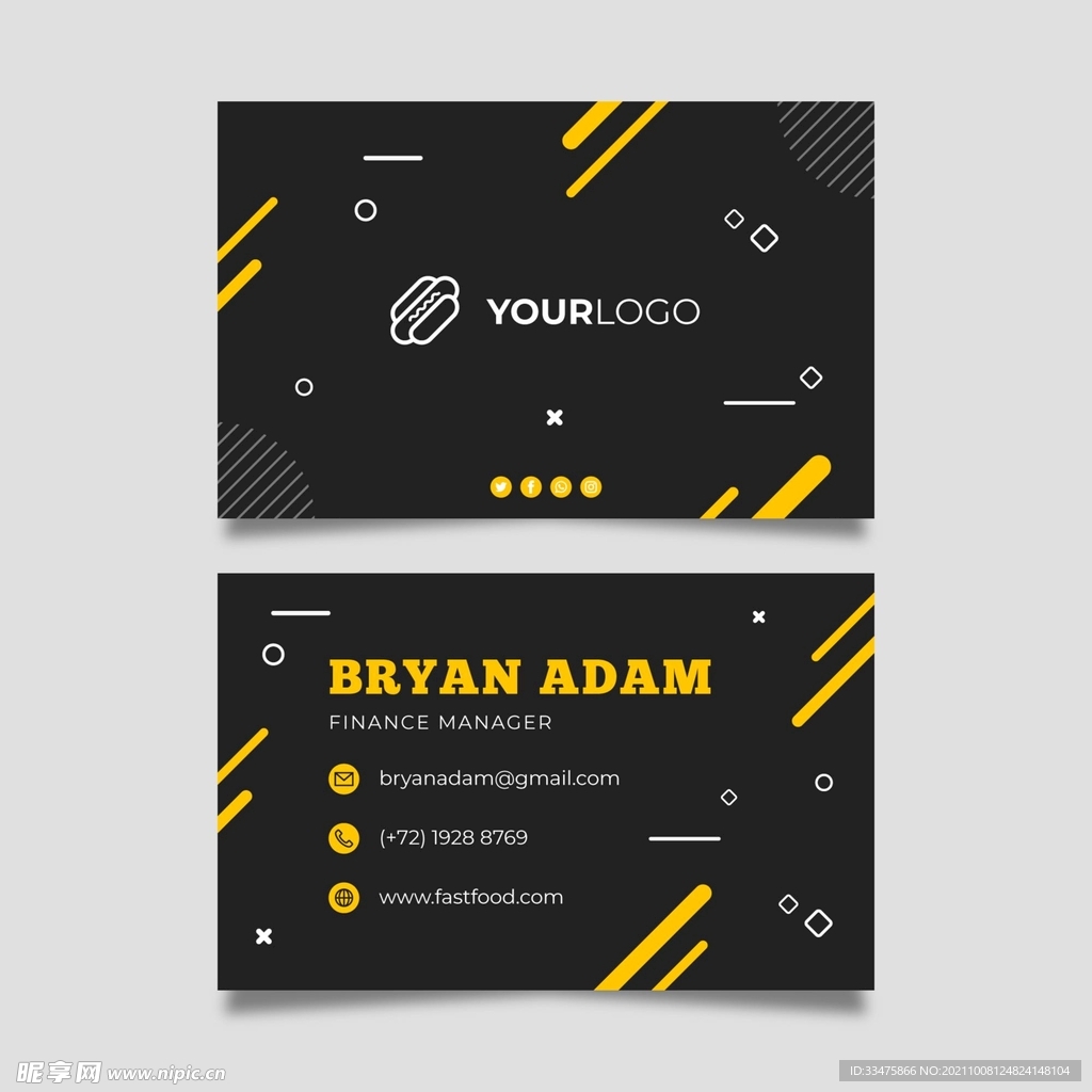 黑色高档线条名片矢量