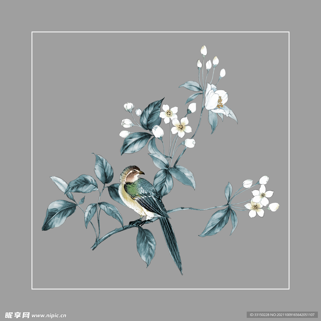 数码印花水彩花抽象花卉水彩花