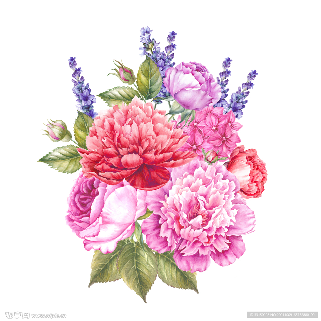 数码印花水彩花抽象花卉水彩花