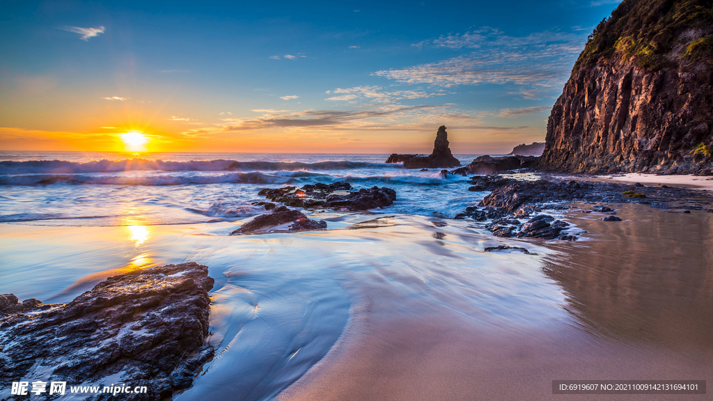 黄昏海边夕阳残阳