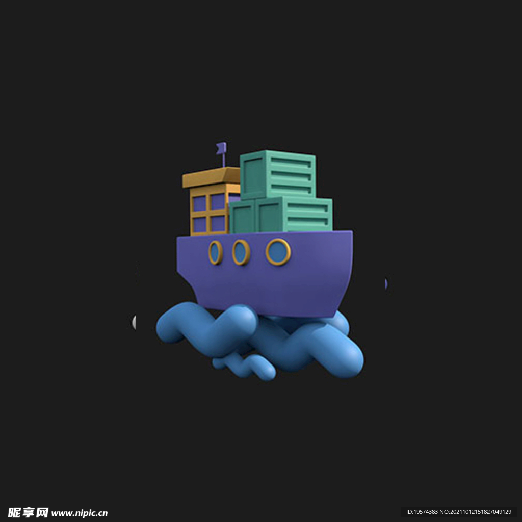 C4D模型海运轮渡轮船