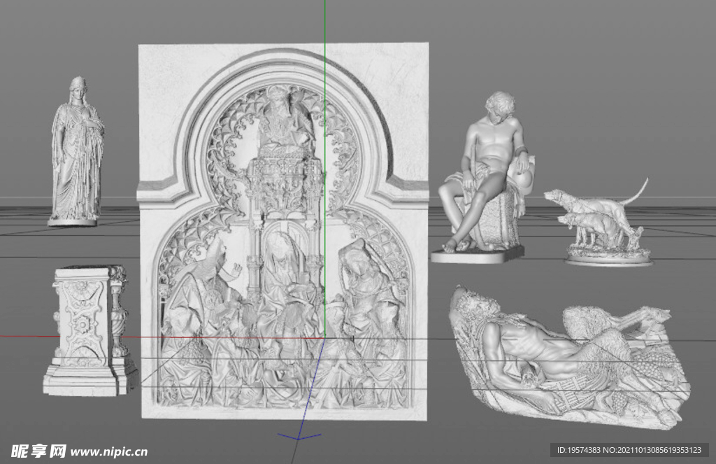 C4D模型石膏像素材