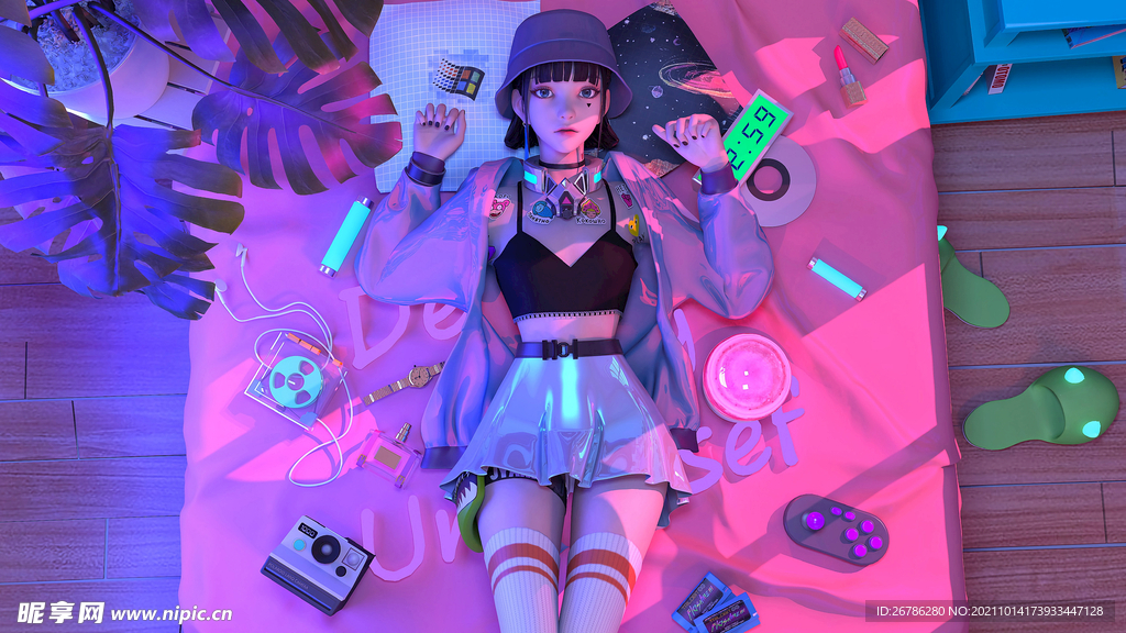 赛博朋克风格奇幻少女