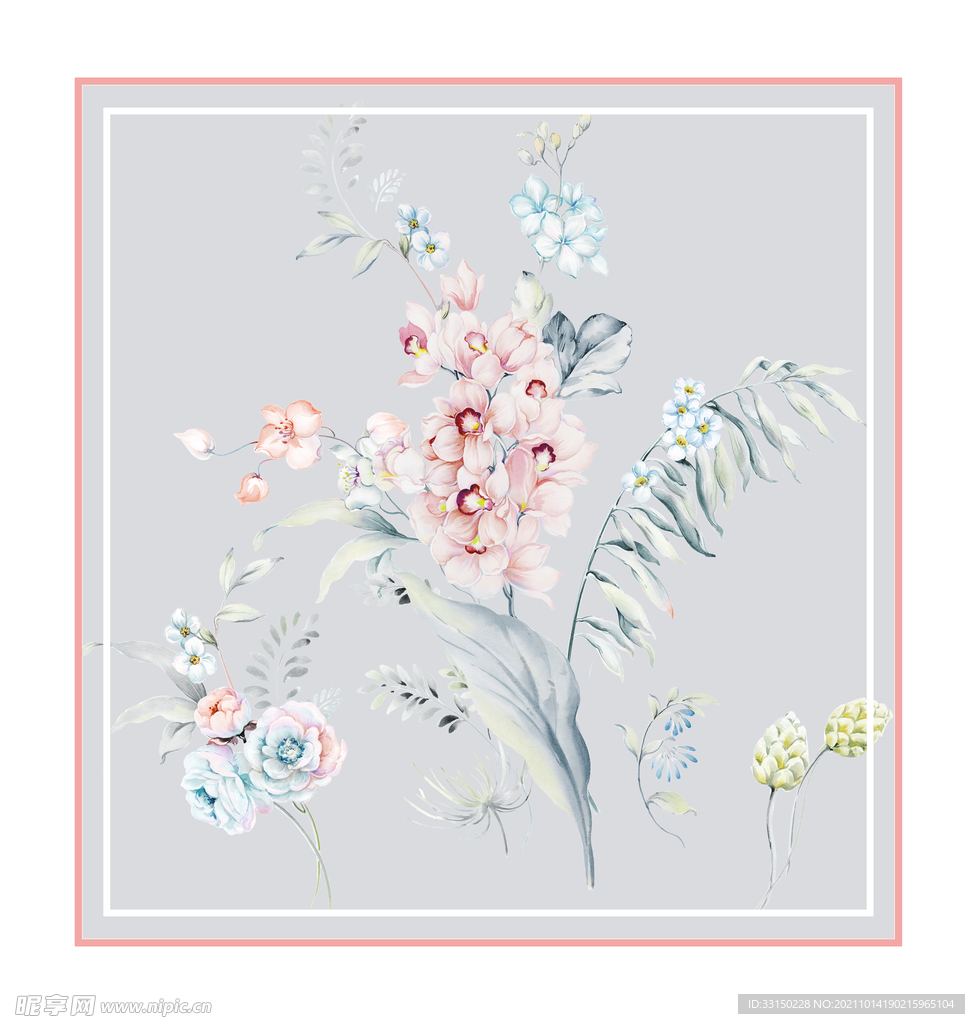 数码印花小碎花抽象花卉水彩花