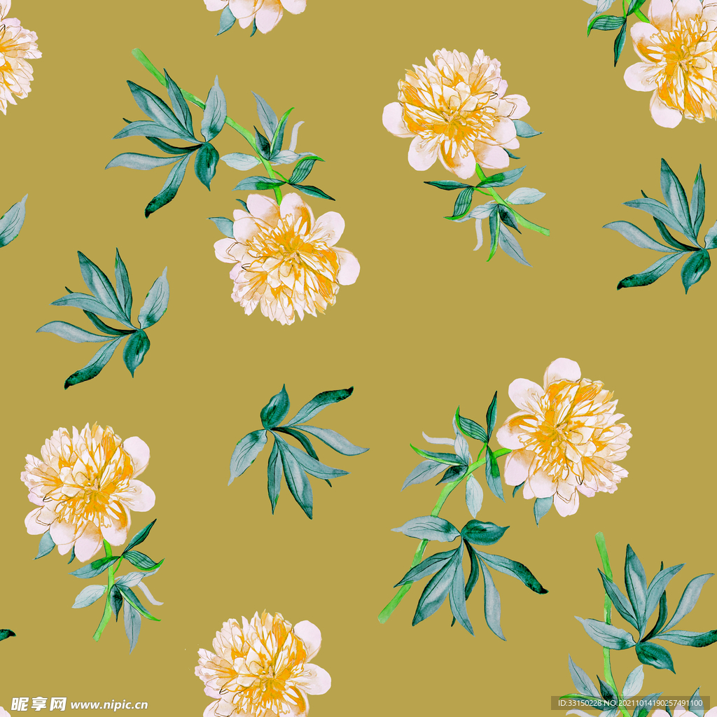 数码印花水彩花抽象花卉水彩花