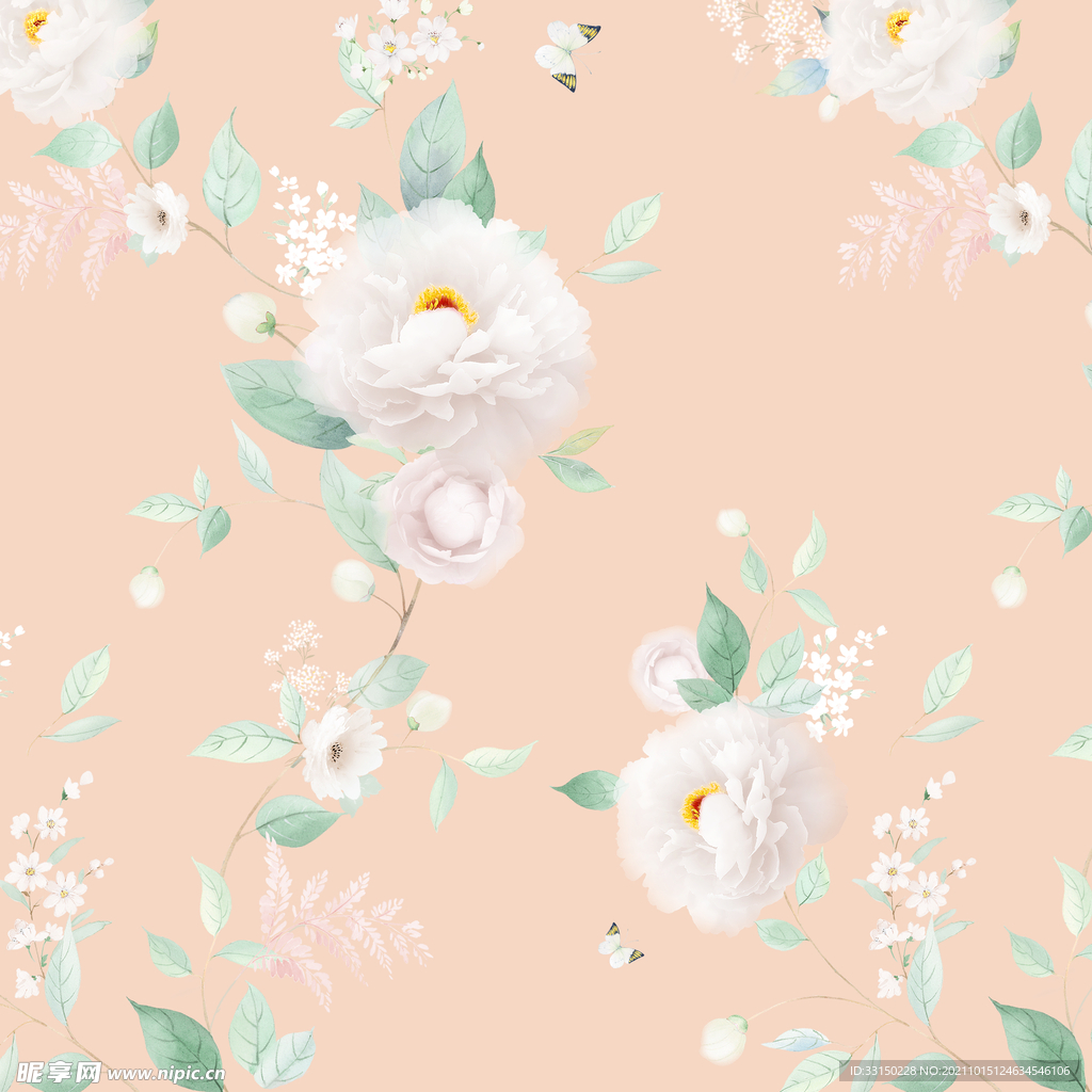 数码印花水彩花抽象花卉水彩花