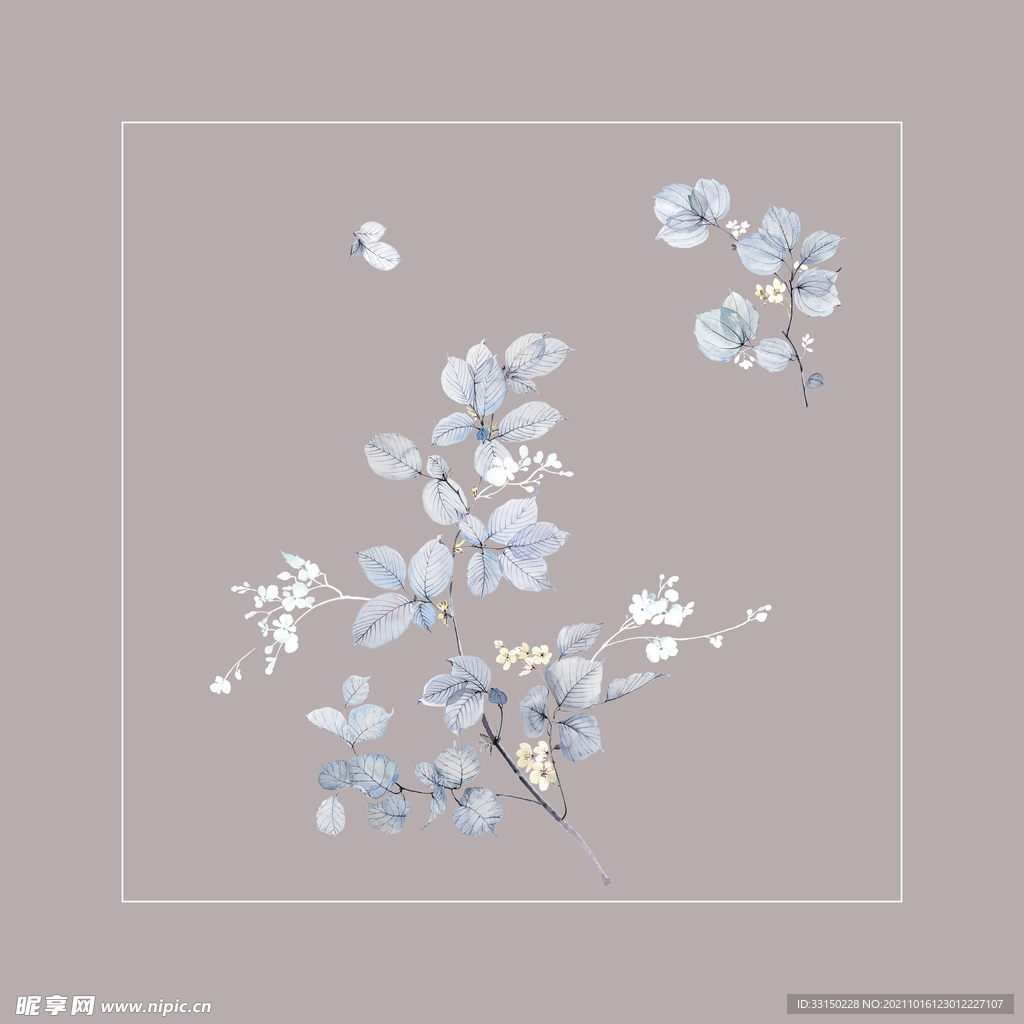 数码印花水彩花抽象花卉水彩花