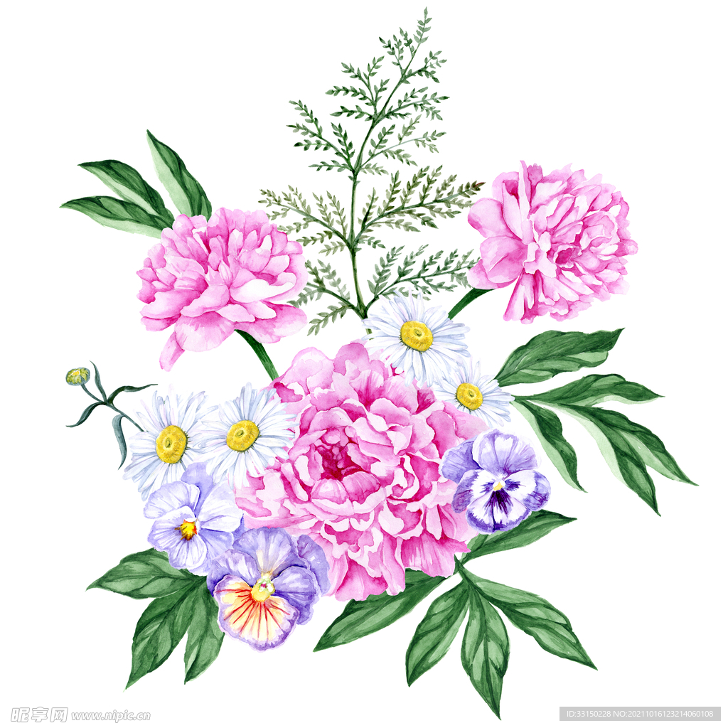 数码印花水彩花抽象花卉水彩花