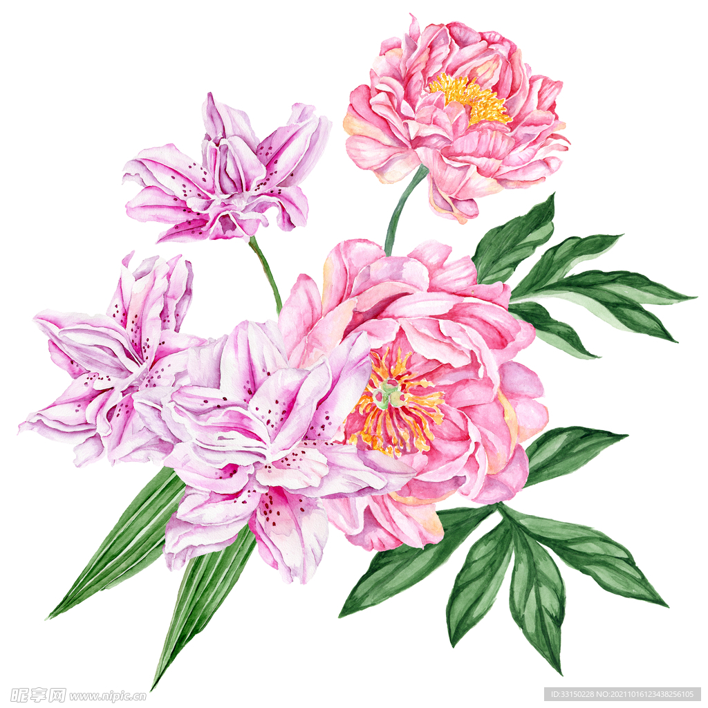 数码印花水彩花抽象花卉水彩花