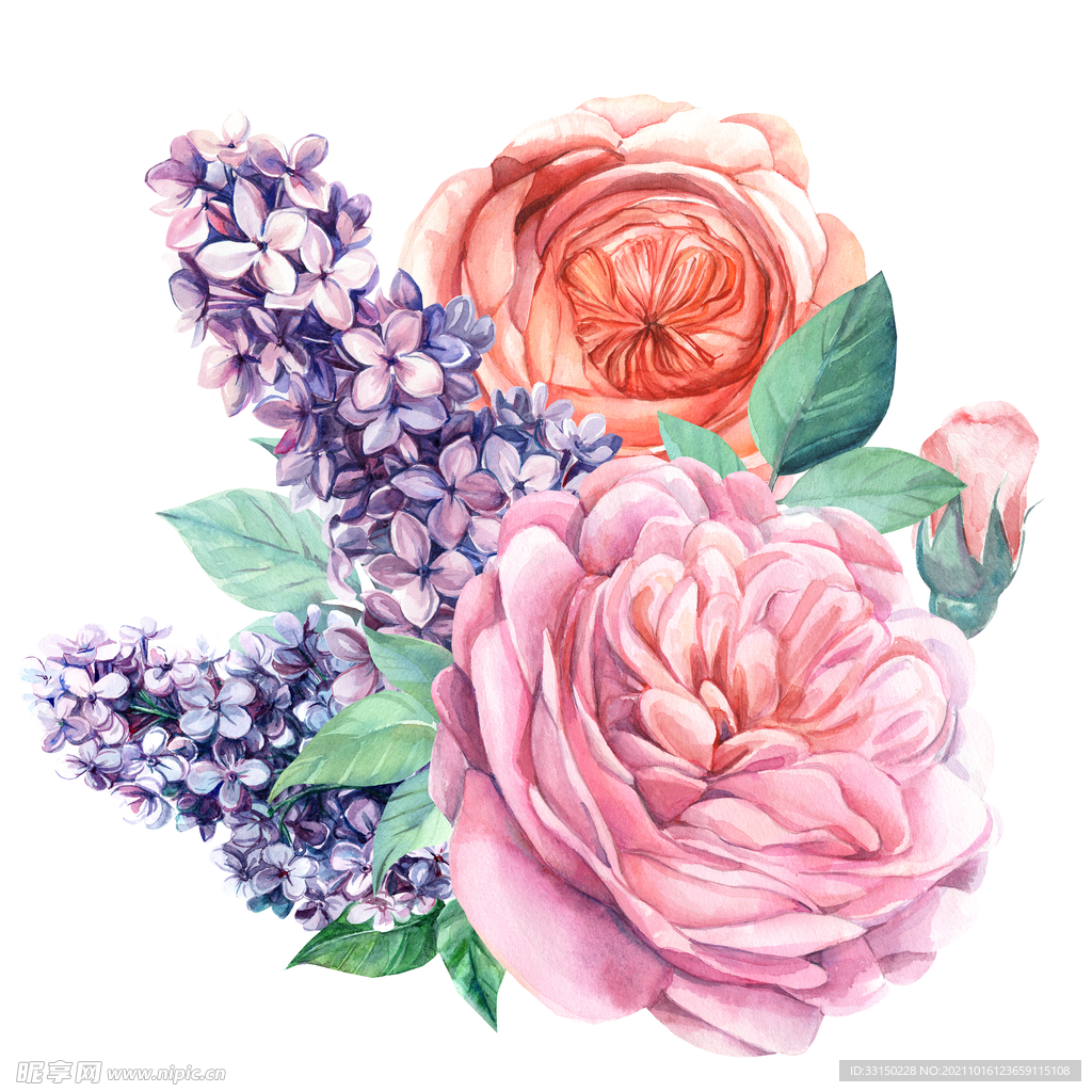 数码印花水彩花抽象花卉水彩花