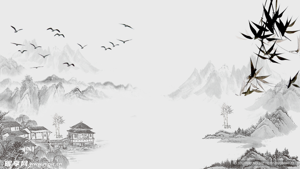 古风山水画海报