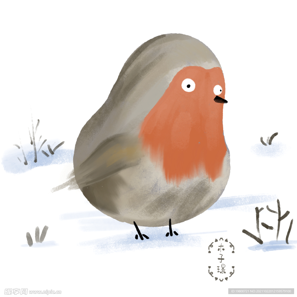 手绘卡通可爱小鸟