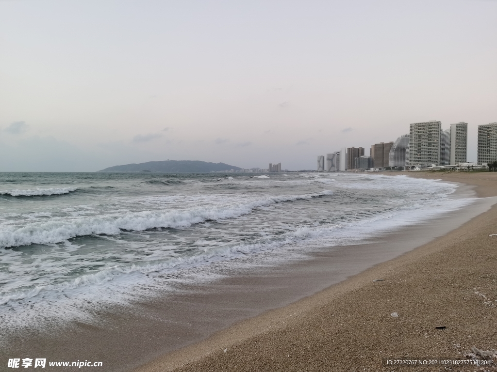 双月湾晨曦海边 海浪