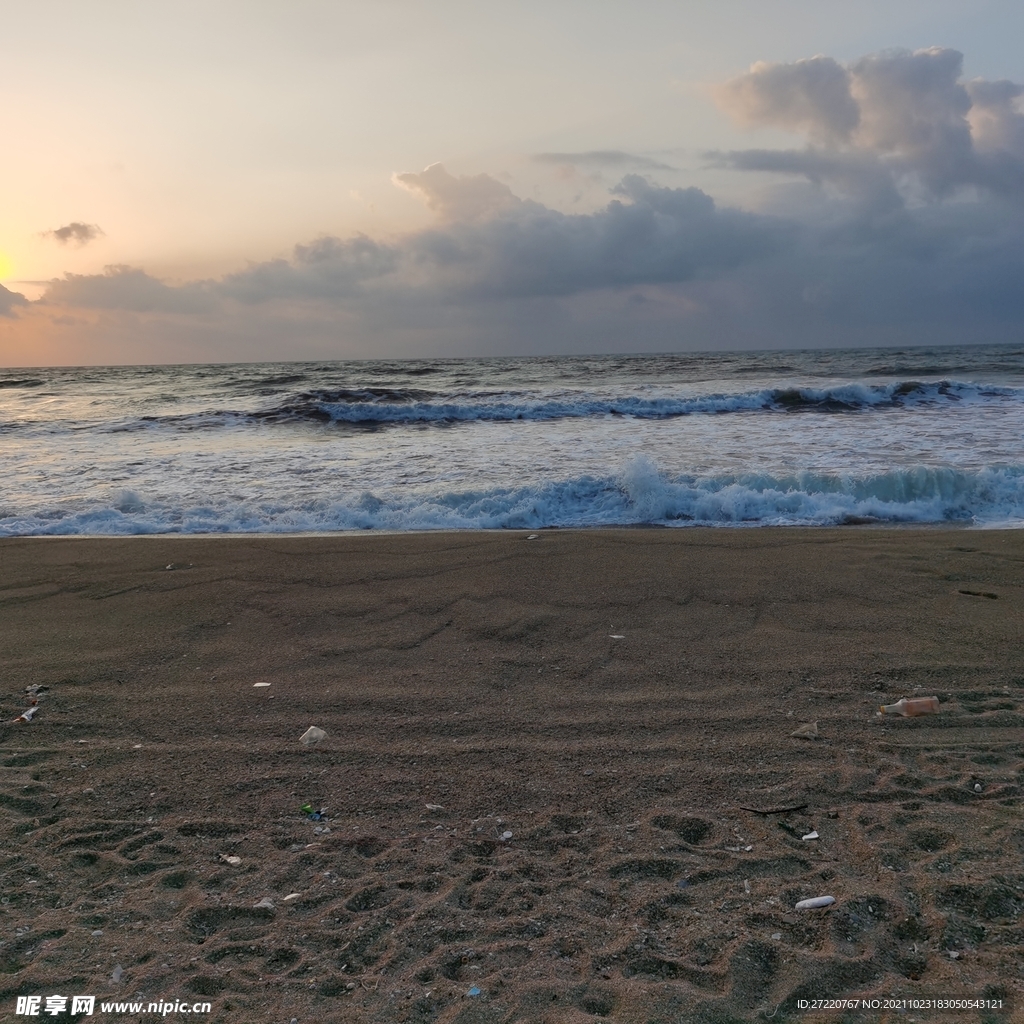 双月湾大海海浪  晨曦