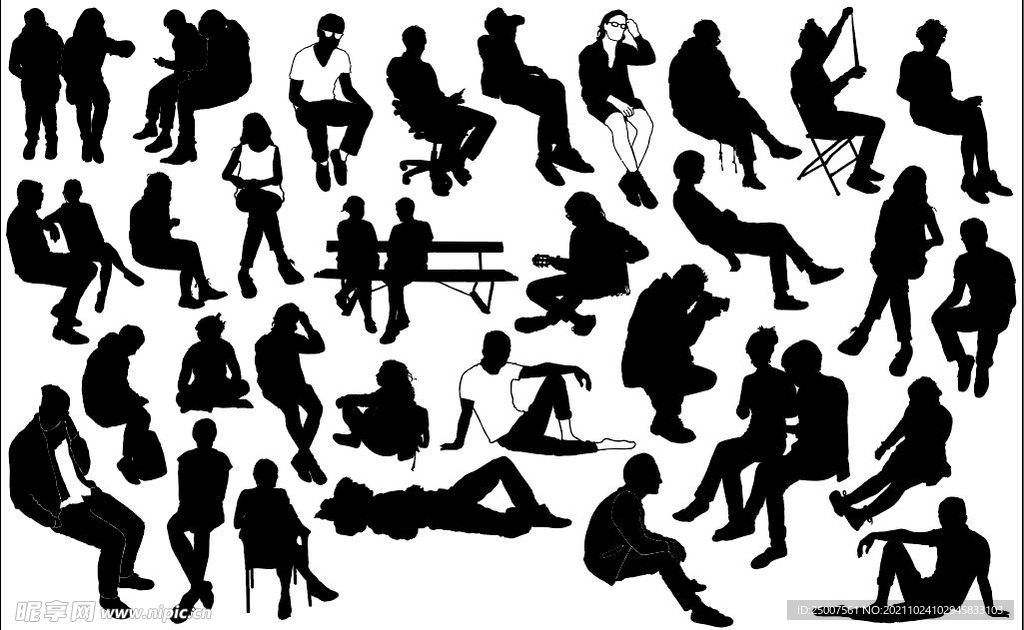 人物适量图 黑白剪影