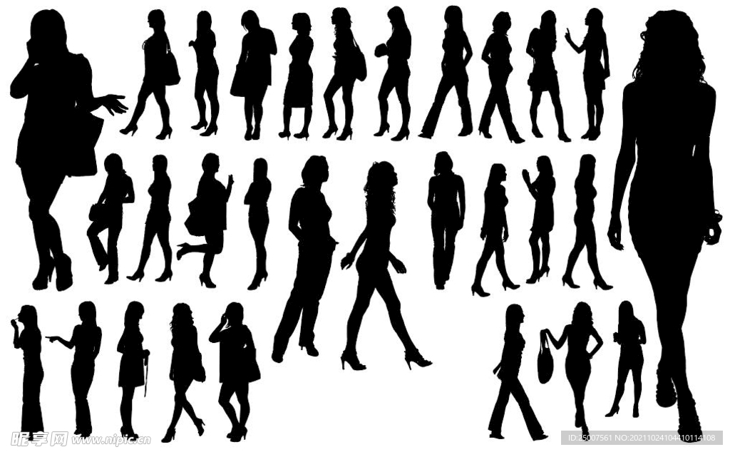 人物适量图 黑白剪影