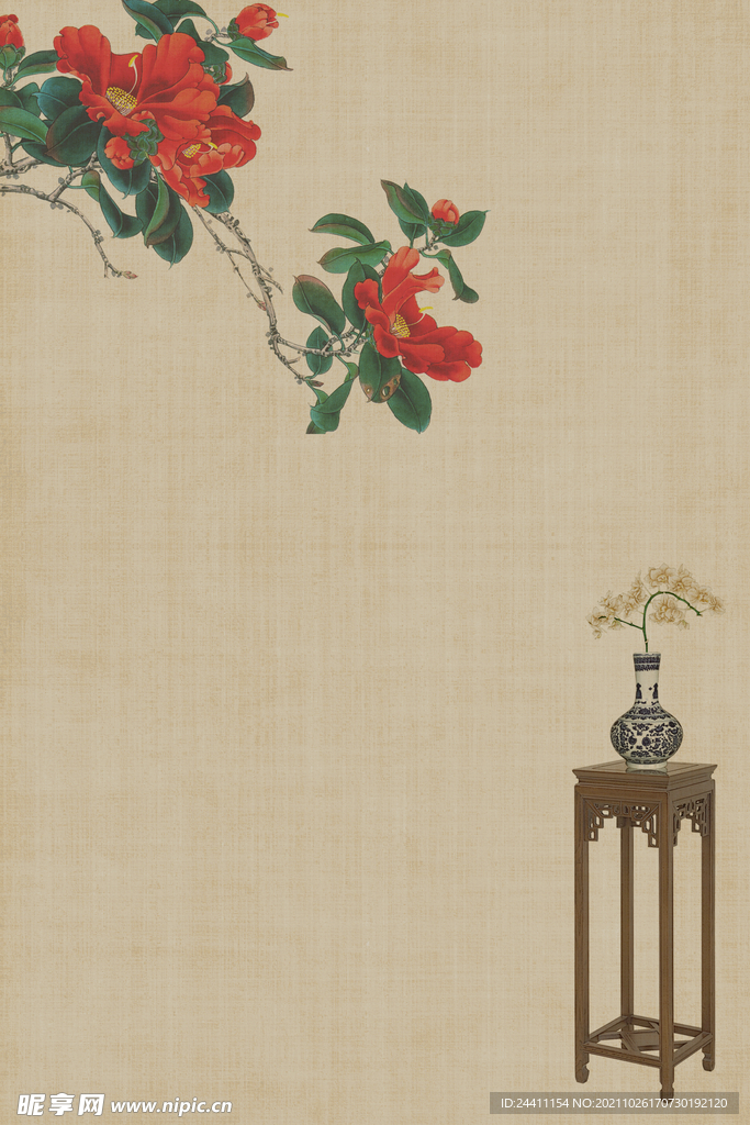 中国工笔画合成背景模板