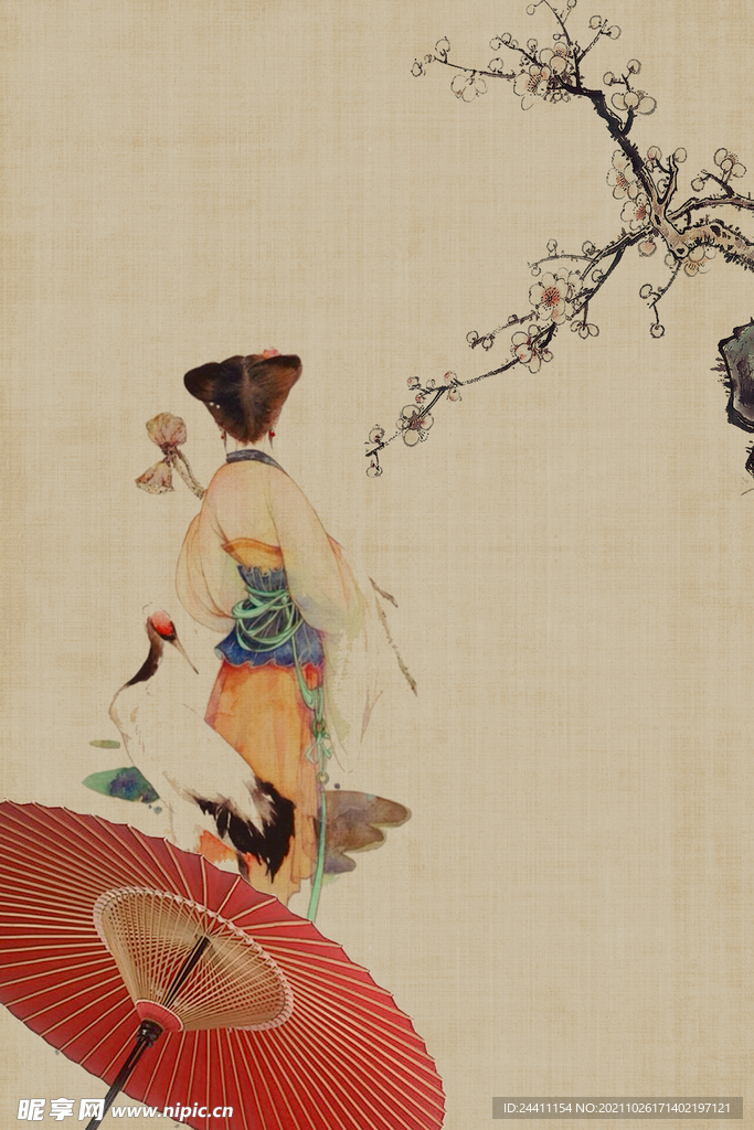 中国工笔画合成背景模板