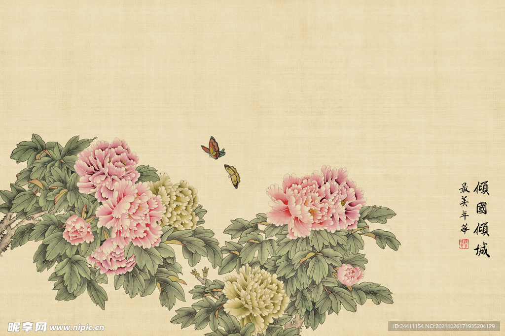 中国工笔画合成背景模板