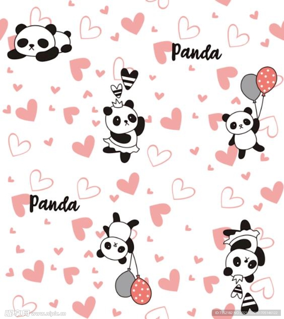 熊猫 心形 卡通