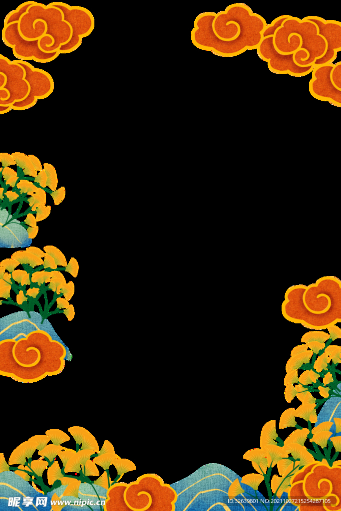 国潮花边背景