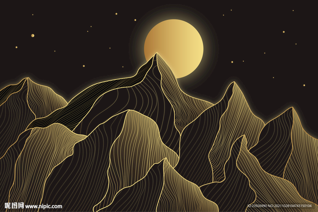 金色线条山背景